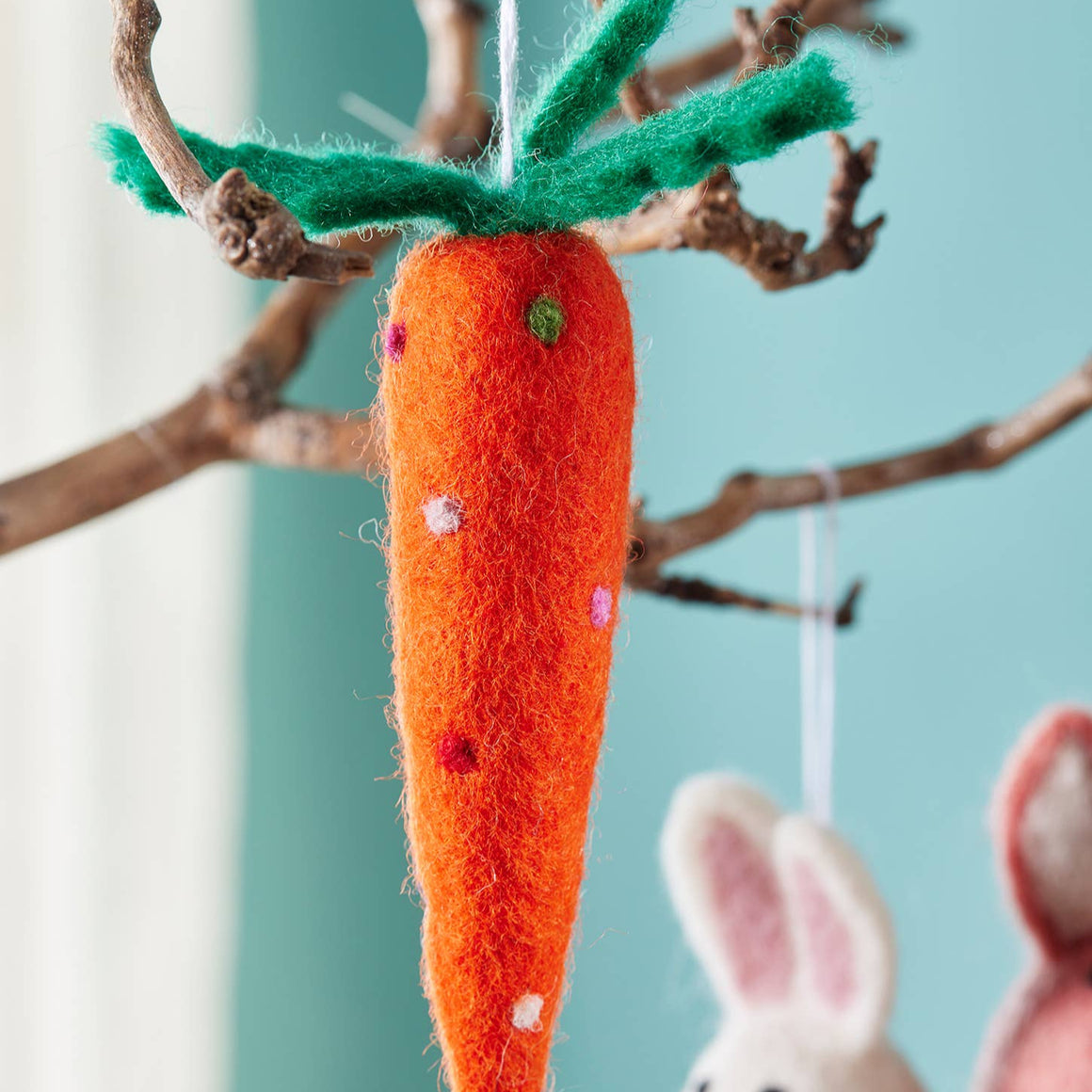 FELT DOTTY RAINBOW CARROT DECORATION