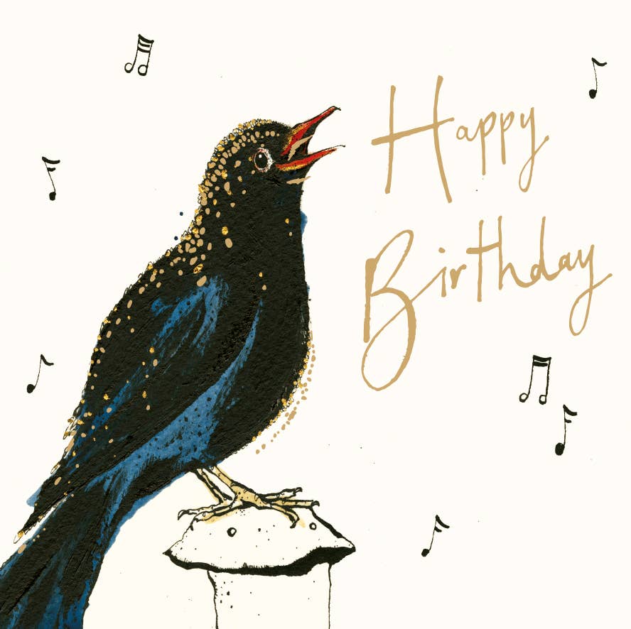 HAPPY BIRTHDAY BLACKBIRD CARD - Feather & Twigs