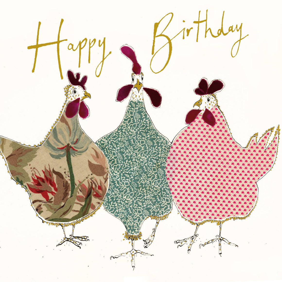 HAPPY BIRTHDAY - HENS GOLD FOIL CARD - Feather & Twigs