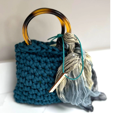 AUDREY TEAL CROCHETED BAG - Feather & Twigs