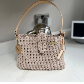 SOPHIE - TAUPE HAND CROCHETED BAG - Feather & Twigs