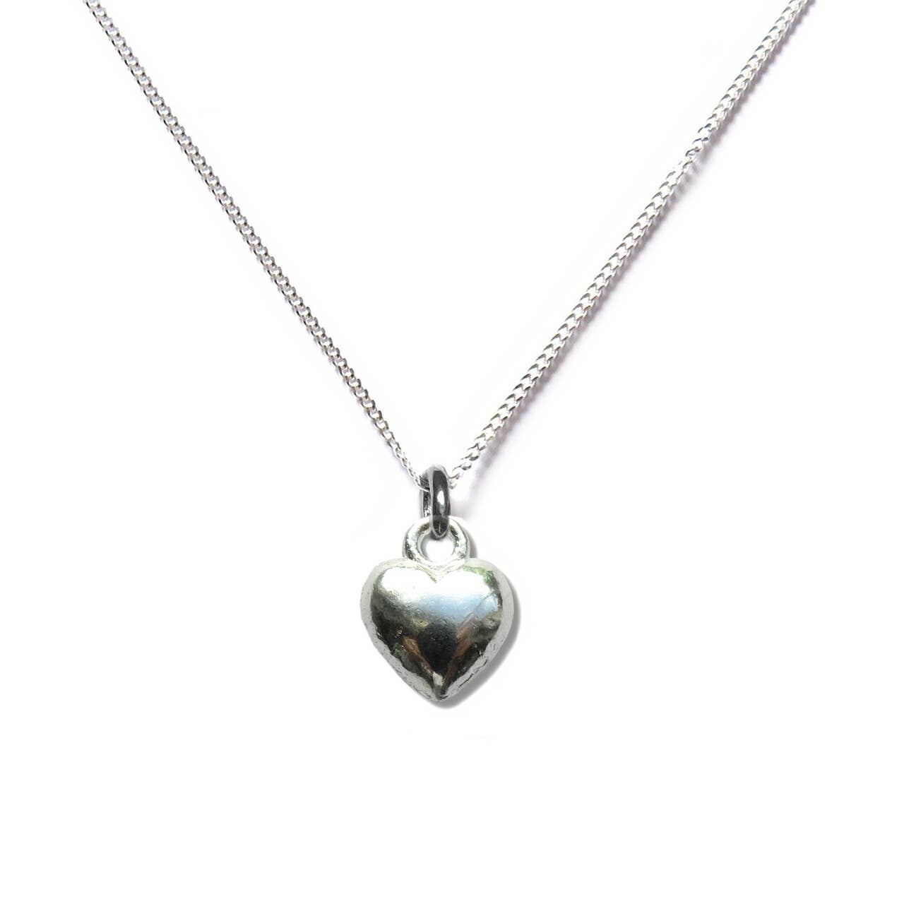 PUFF HEART SILVER NECKLACE - Feather & Twigs