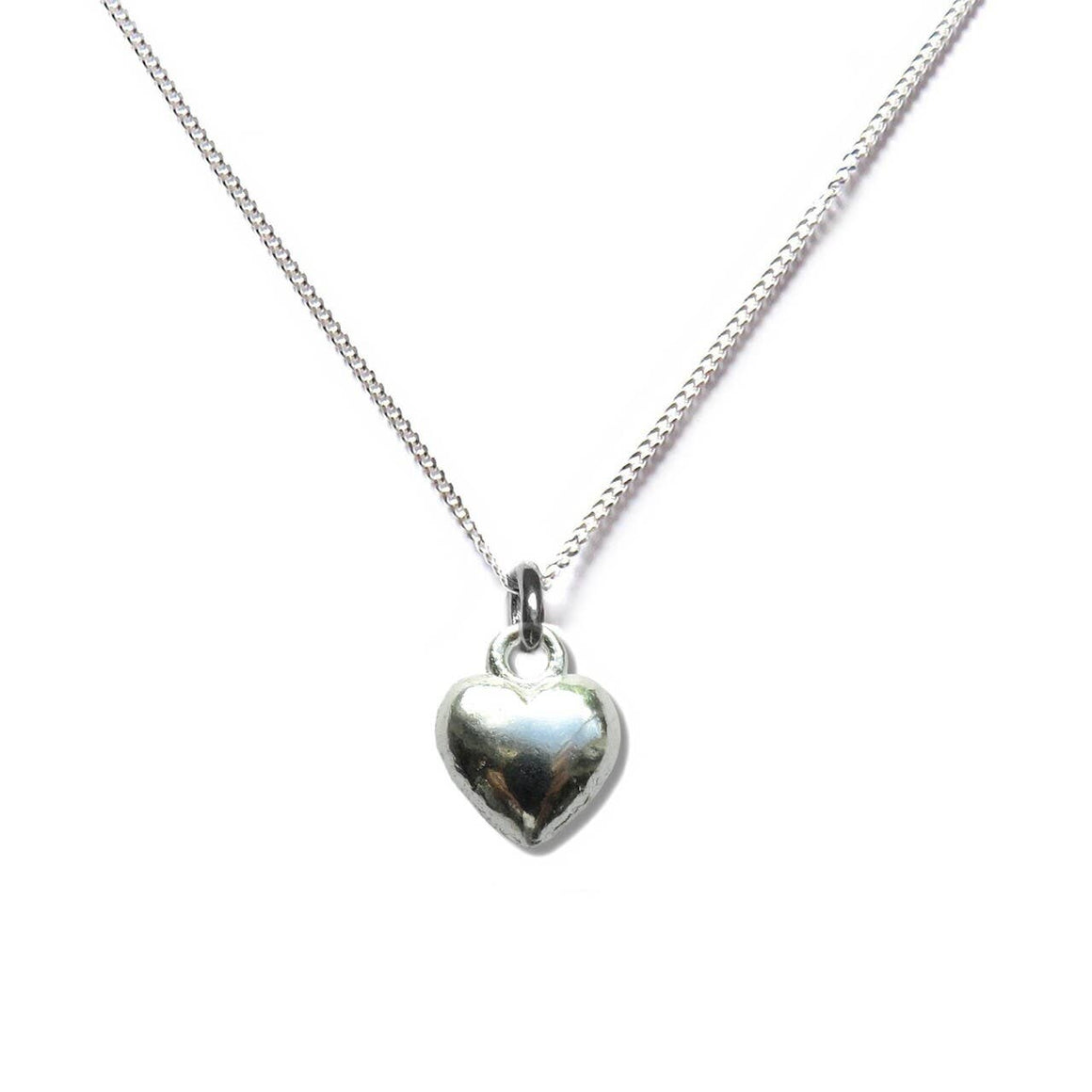 PUFF HEART SILVER NECKLACE - Feather & Twigs