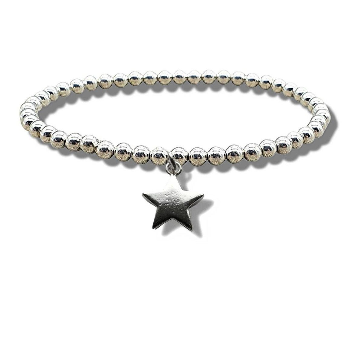 STAR SILVER BEADED STRETCH BRACELET - Feather & Twigs