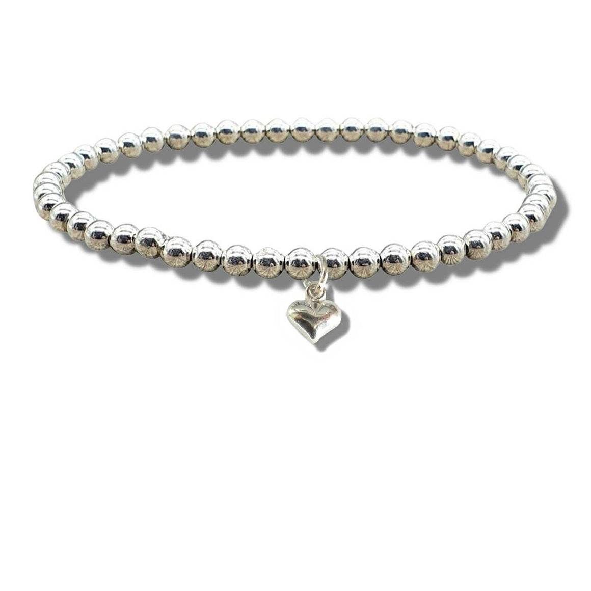 MINI SILVER HEART BEADED BANGLE - Feather & Twigs