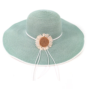 BOLD DAISY WIDE BRIM FOLDABLE HAT- LIGHT GREEN (57cm)