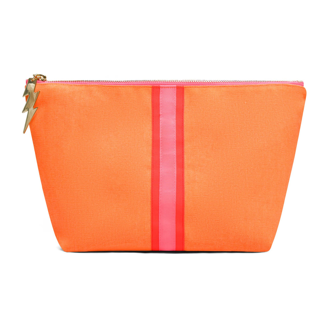 LARGE ORANGE STRIPED WASHBAGBAG