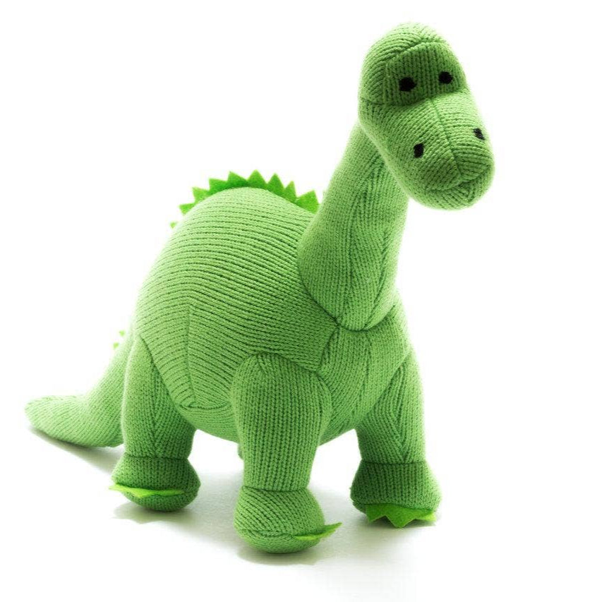 KNITTED GREEN DIPLODOCUS PLUSH TOY