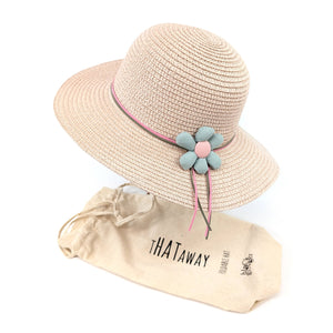CHILDREN'S FOLDABLE HAT - PINK FLOWER - 54 cm