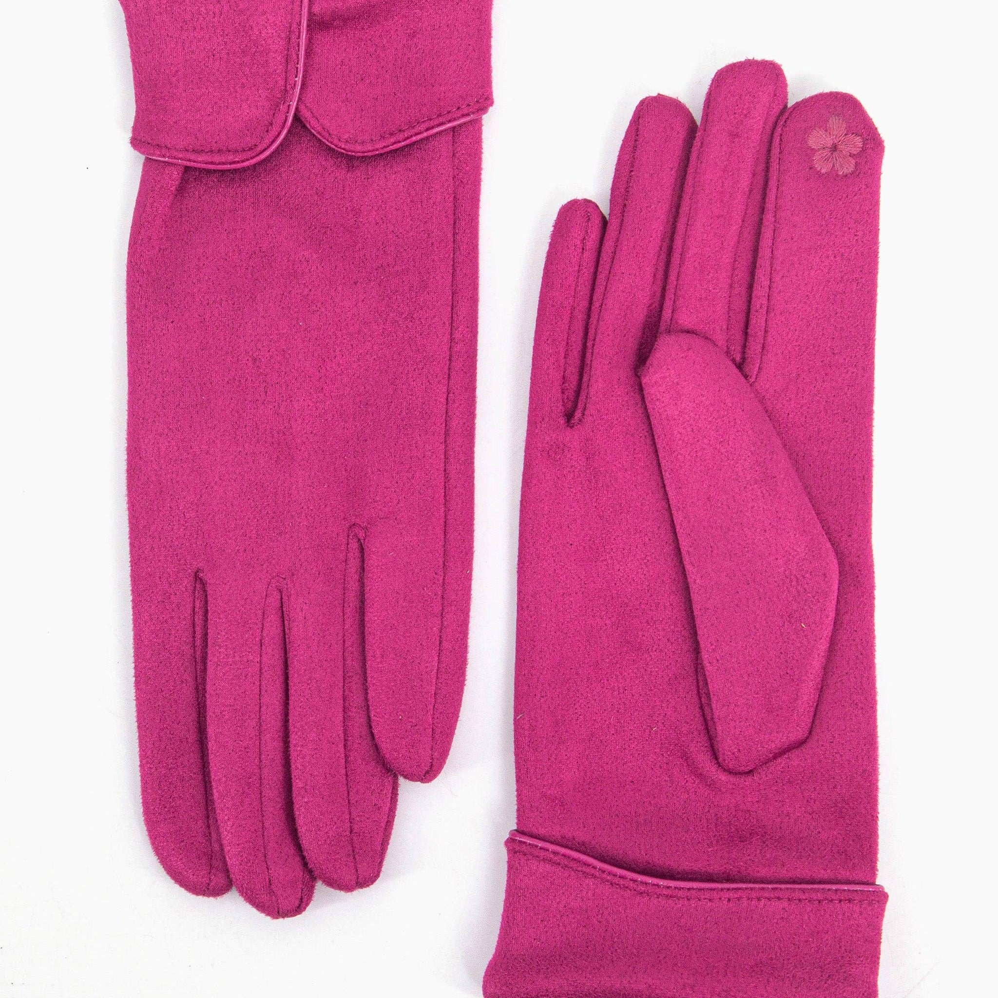 Pair of pink gloves on a white background