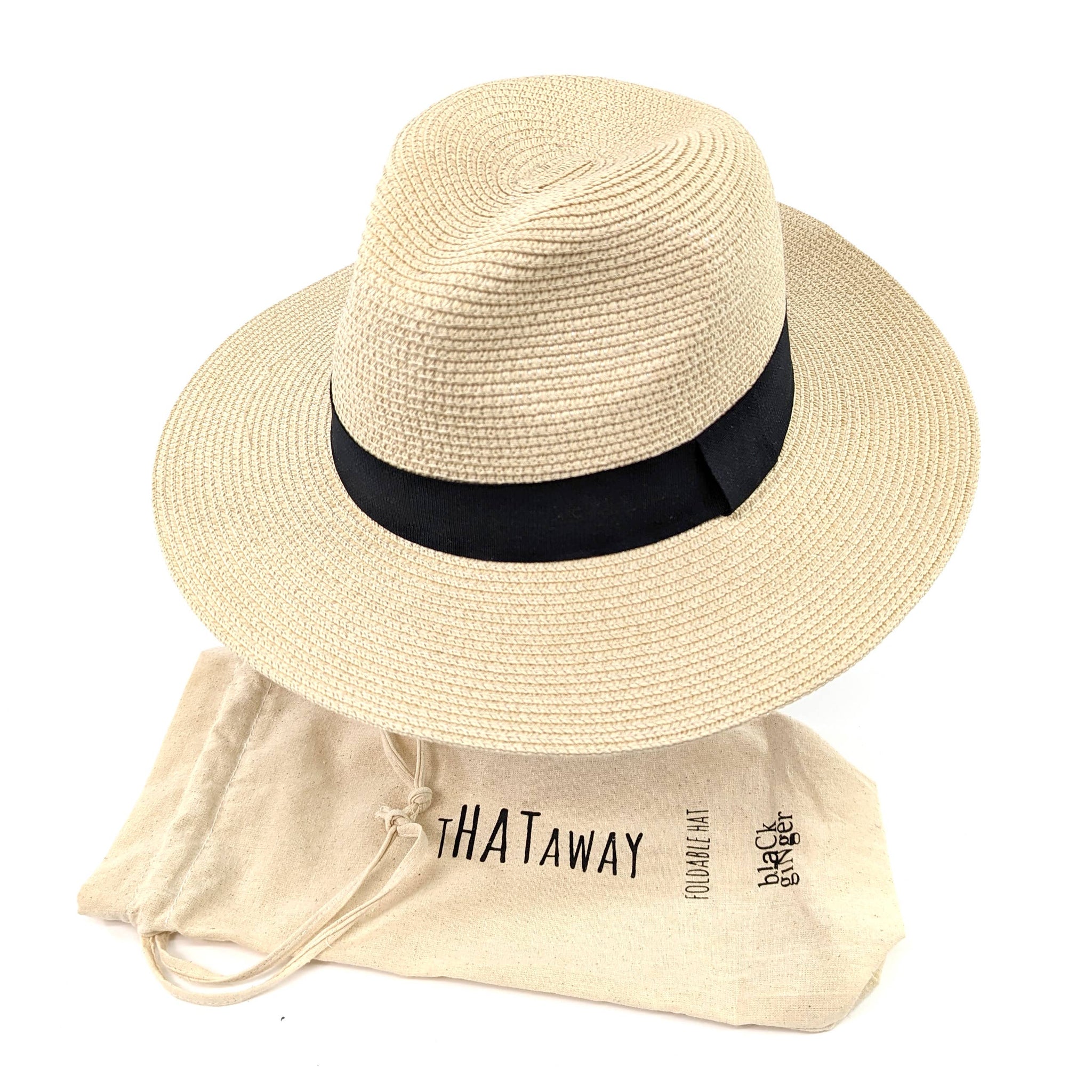 PANAMA STYLE FOLDABLE SUN HAT WITH BAG - LARGE Up to 59cm - Feather & Twigs