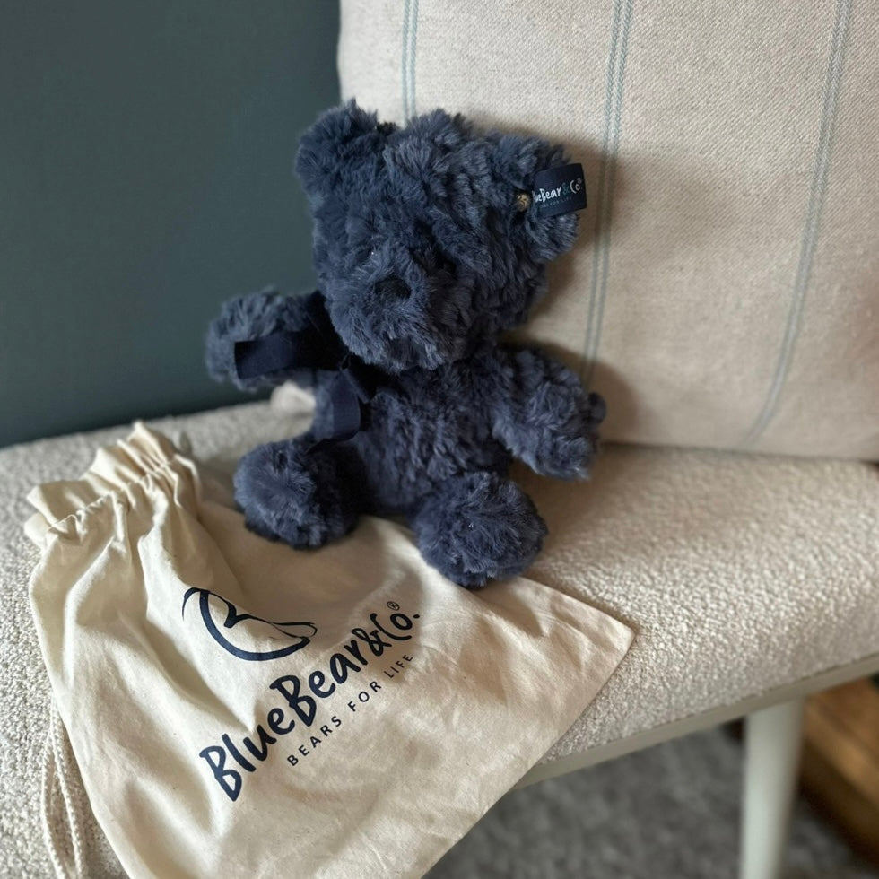 LITTLE DARK BLUE BEAR WITH SCENT HEART BY BLUE BEAR CO - Feather & Twigs