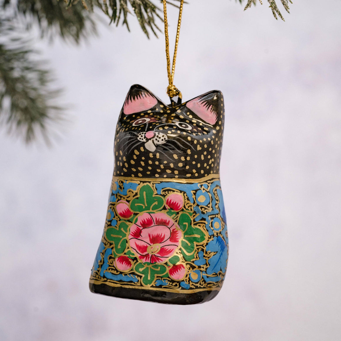 SPIGELIA PAPER MACHE 3D HANGING CAT - Feather & Twigs