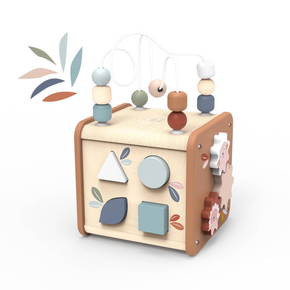 SPEEDY MONKEY 5 IN 1 ACTIVITY CUDE - WOODEN TOY - Feather & Twigs