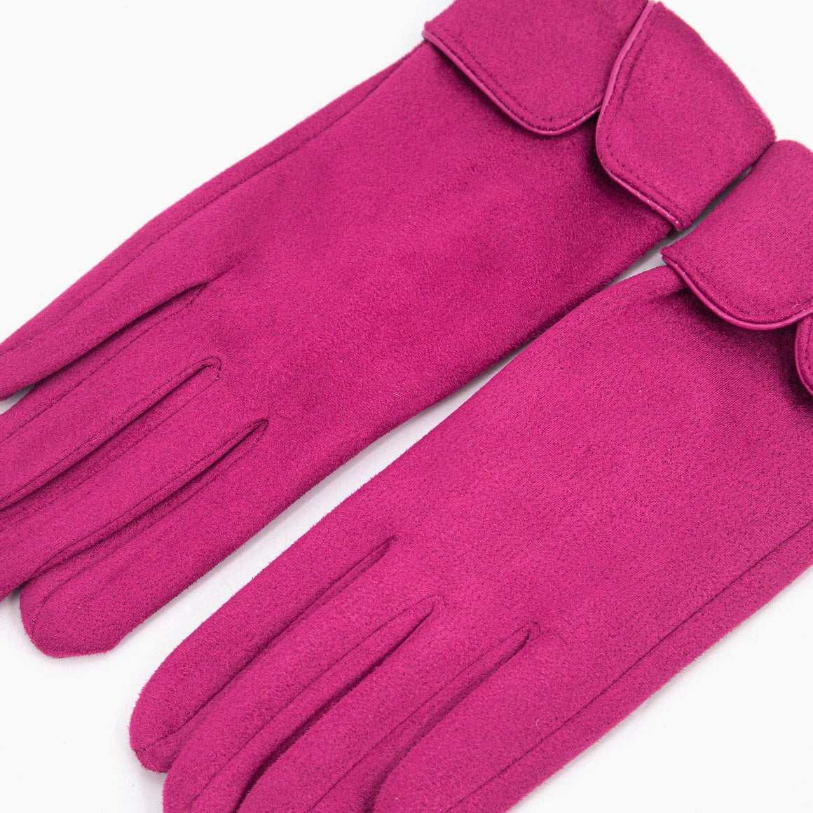 Pair of pink gloves on a white background