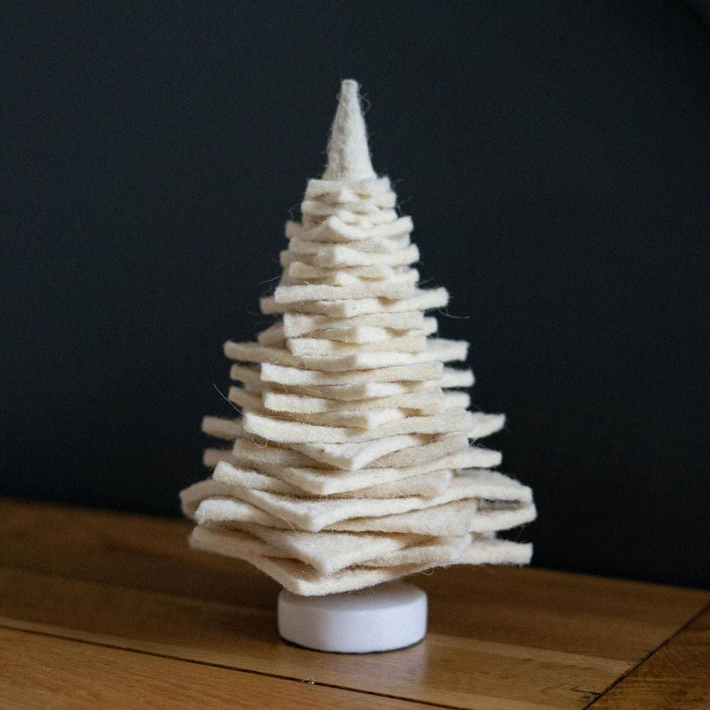 FREESTANDING SMALL FELT AND MARBLE CHRISTMAS TREE