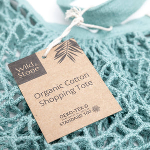 ORGANIC COTTON TOTE BAG - BLUE CROCHET