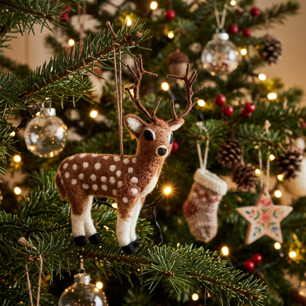 Handmade Felt So Good stag hanging decoration for Christmas decor