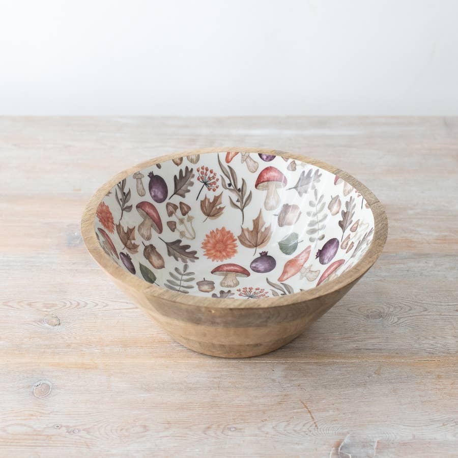 AUTUMNAL WOODEN BOWL - 23cm