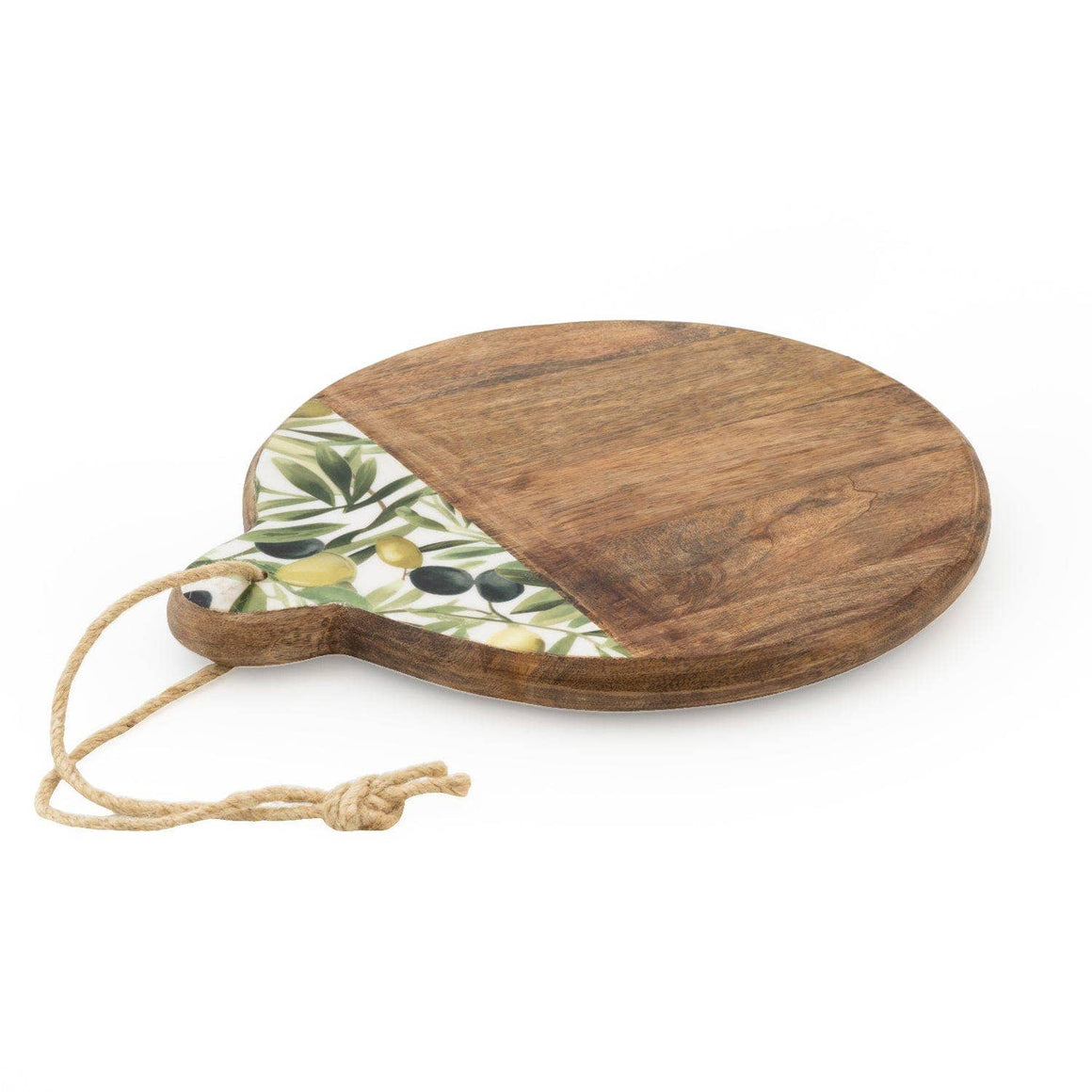 CHOPPING BOARD MANGO WOOD WITH ENAMEL PRINT OLIVES - Feather & Twigs