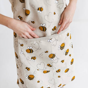 'BEES' HANDMADE LINEN BAKING APRON NEW
