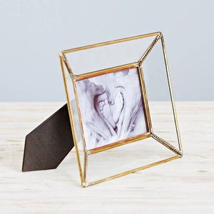 HANDMADE RECYCLED GLASS AND METAL PHOTO FRAME AND STAND