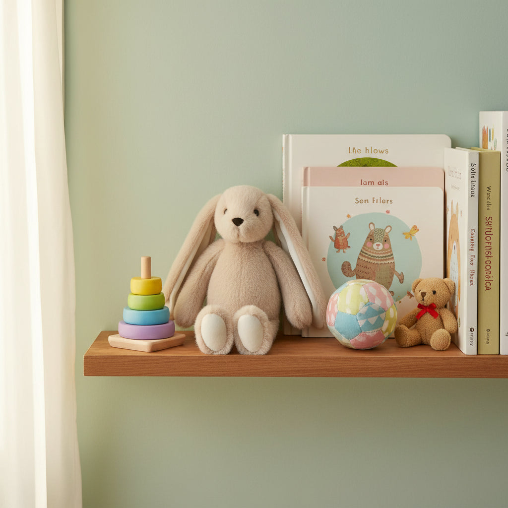 Dingle Dangle Beige Bunny Premium Plush, tested from birth - Feather & Twigs