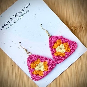 GRACE TRIANGLE CROCHETED EARRINGS - Feather & Twigs