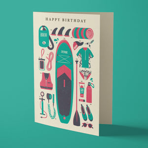 PADDLE BOARDING KIT - OUTDOOR VINTAGE STYLE BIRTHDAY CARD