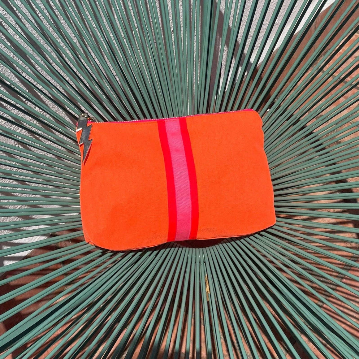 BRIGHT ORANGE LUCKY STRIPE CLUTCH BY COCKATOO - Feather & Twigs