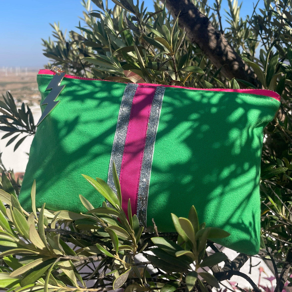 EMERALD LUCKY STRIPE CLUTCH BY COCKATOO - Feather & Twigs