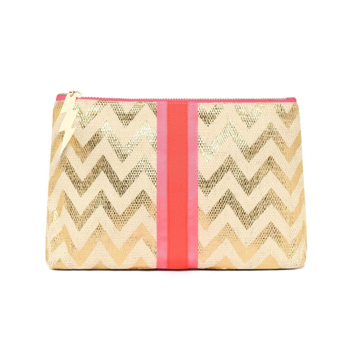 GOLD ZIG ZAG MEDIUM CLUTCH BAG BY COCKATOO - Feather & Twigs