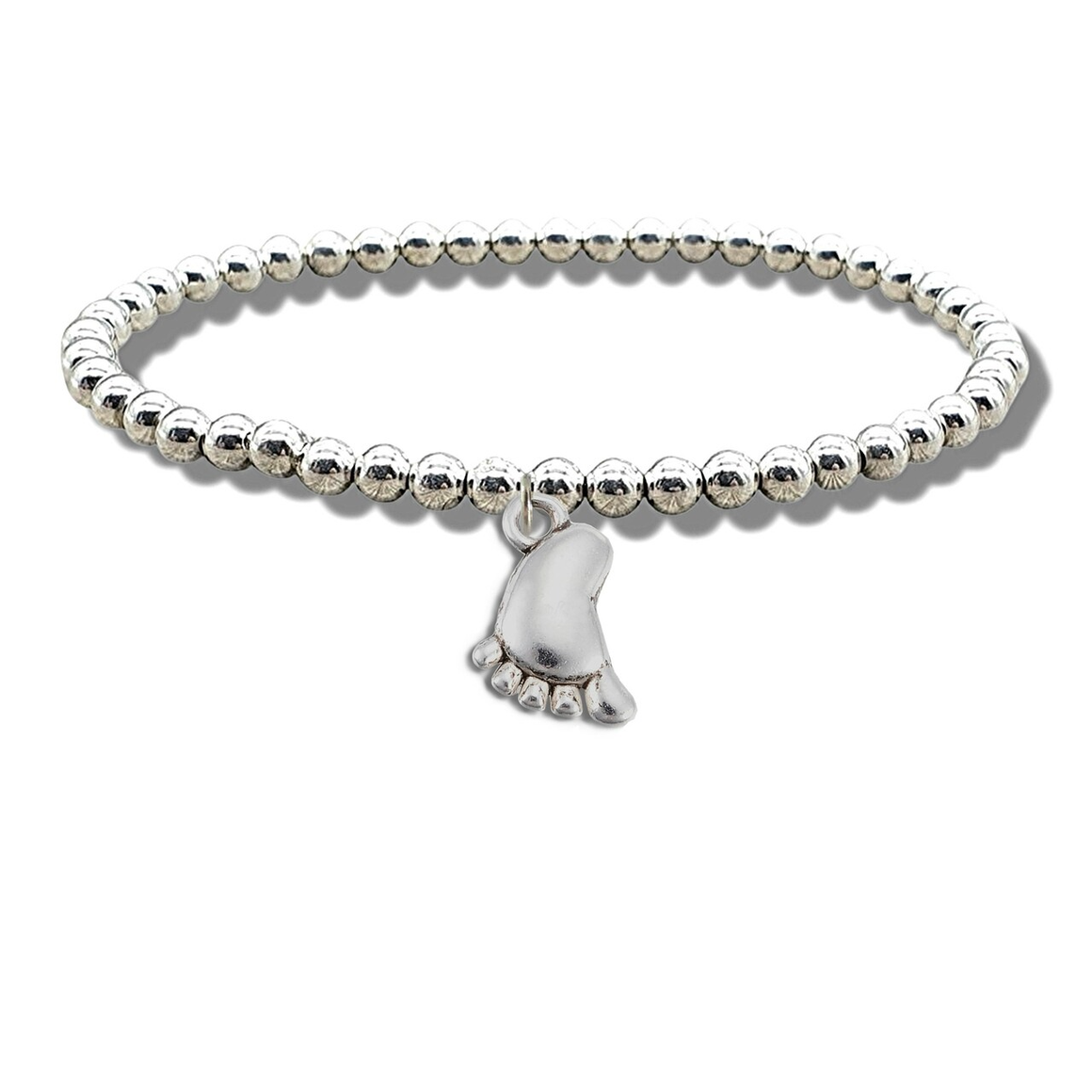BABY FOOT SILVER BEADED BRACELET