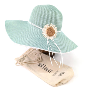BOLD DAISY WIDE BRIM FOLDABLE HAT- LIGHT GREEN (57cm)