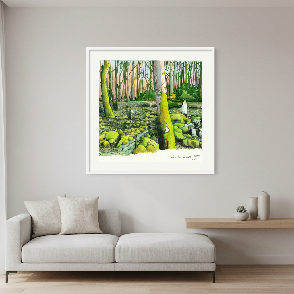 LOST IN THE WOODS- A4 WATERCOLOUR FRAMED