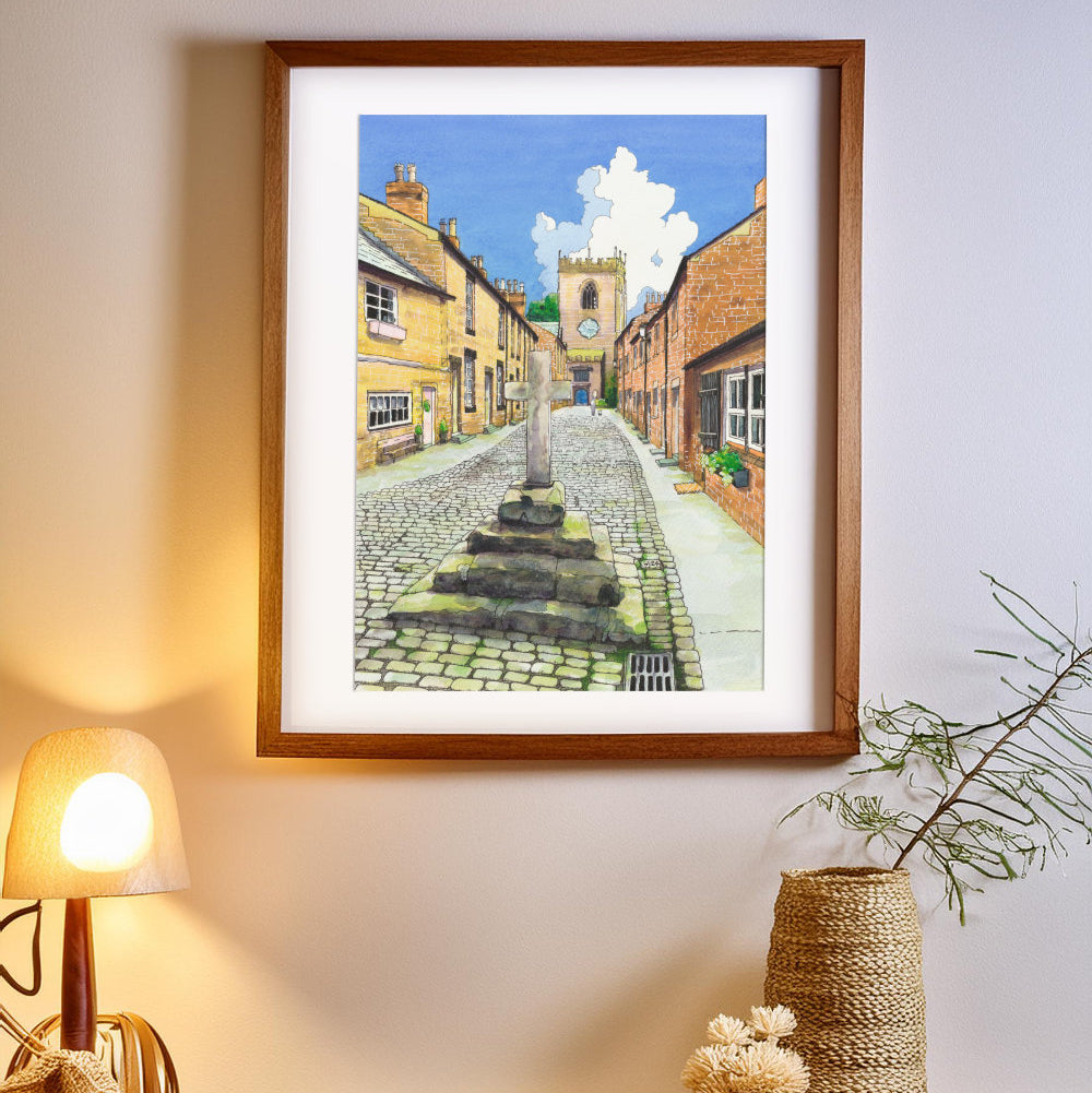 CHURCH STREET, CROSTON A4 PRINT- FRAMED OR UNFRAMED BY DAVID JENKINS - Feather & Twigs