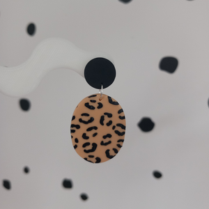 LEOPARD PRINT POLYMER PRINT POLYMER CLAY DANGLE EARRINGS