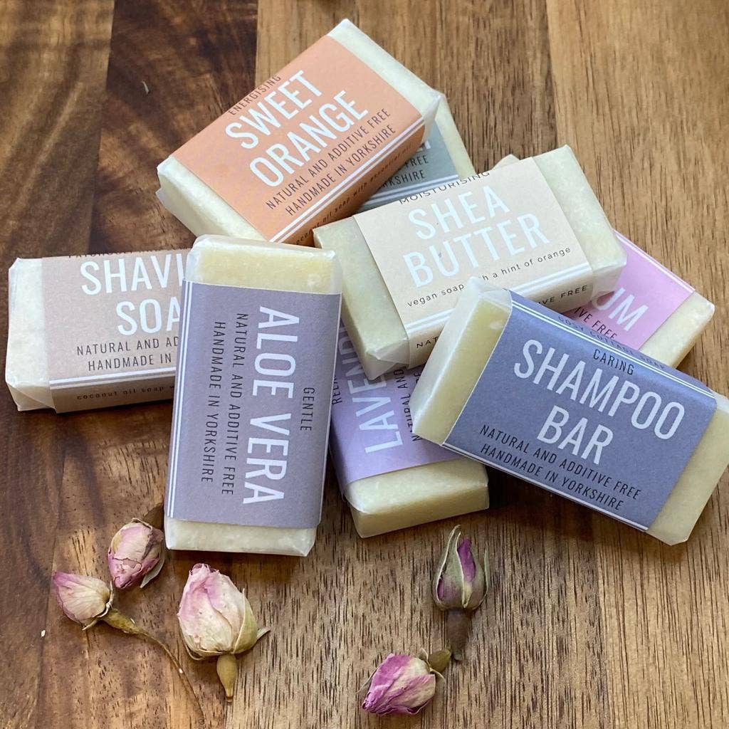 TRAVEL SIZE SOAP, SHAMPOO & SHAVING BARS 20g