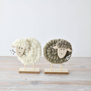 FLUFFY GREEN SHEEP DECO - 14cm