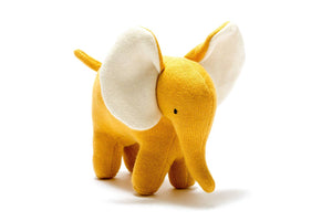 ELLIS THE ELEPHANT PLUSH TOY KNITTED ORGANIC COTTON - MUSTARD
