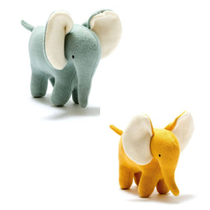 ELLIS THE ELEPHANT PLUSH TOY KNITTED ORGANIC COTTON - MUSTARD