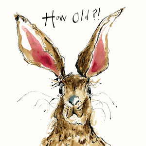 HOW OLD? HARE BIRTHDAY CARD