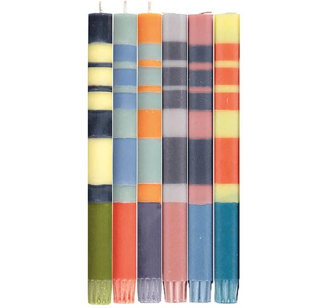 Mixed Set Variable Striped Eco Dinner Candles, 6 per pack - Feather & Twigs
