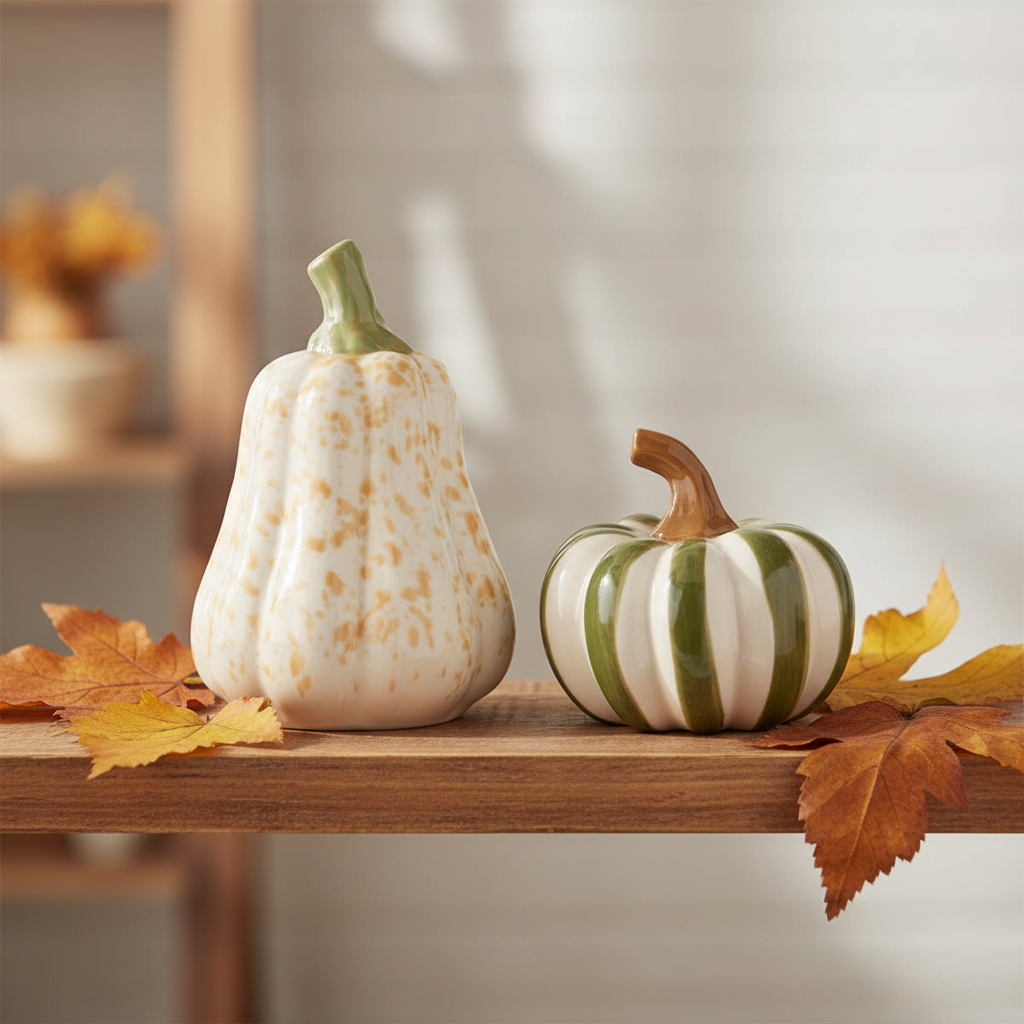 STONEWARE SQUASH DECORATIONS (SET OF 2)