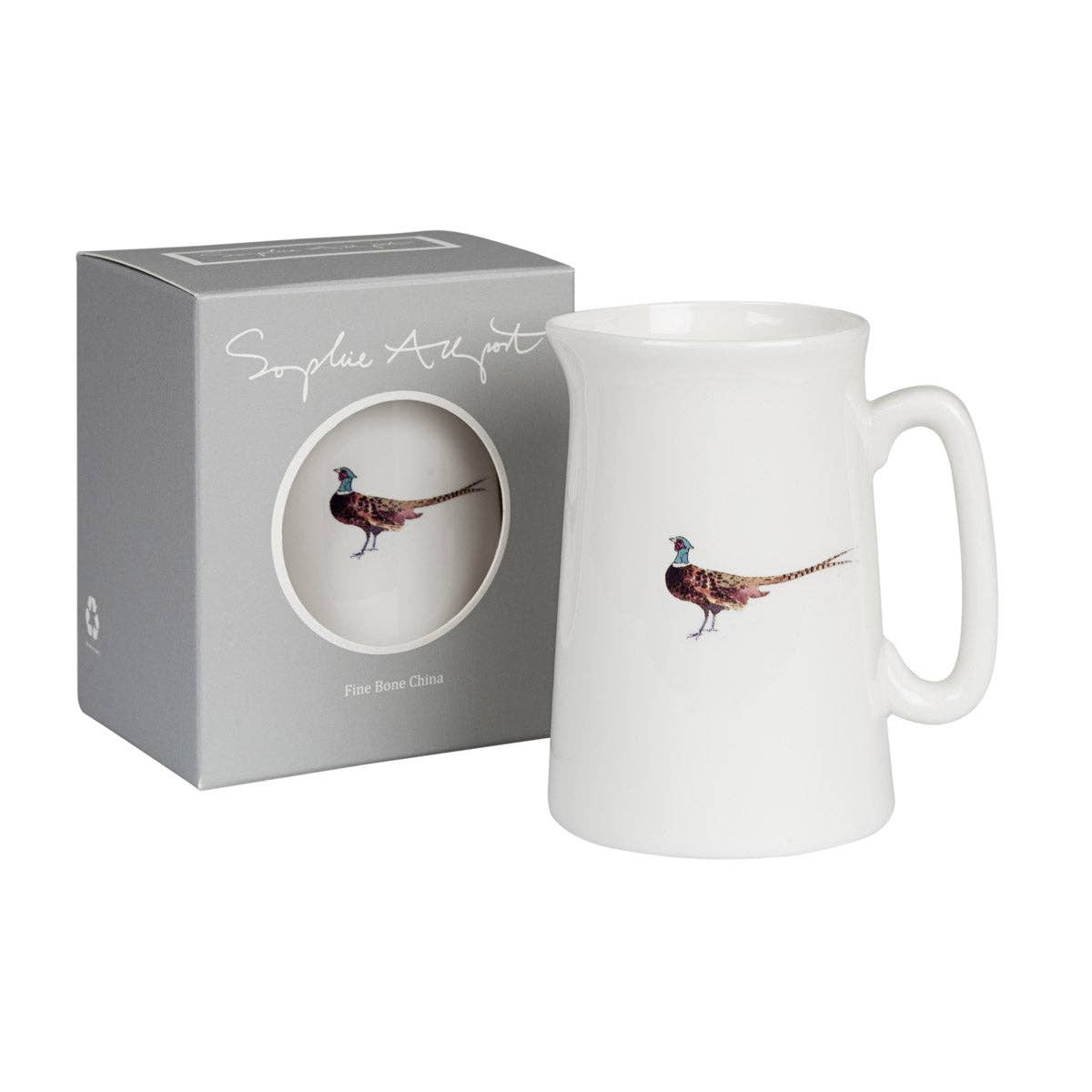 White mug with pheasant design in a Sophie Allport box on a white background