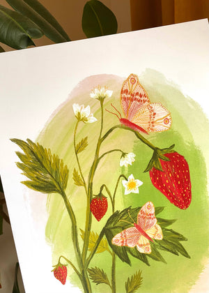 Strawberry Plant Print / A4 + A3 / 350gsm Matt Art Print