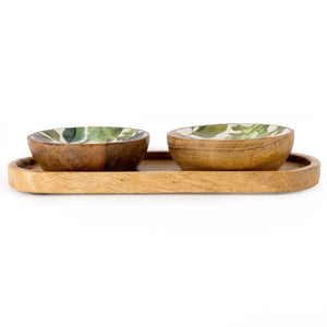 SET OF 2 MANGO WOOD DIPPING BOWLS