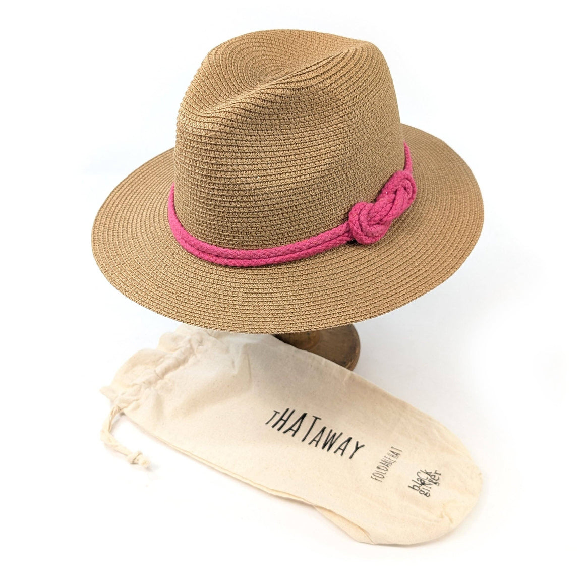 Reef Knot Panama Foldable Hat (57cm) - Pink - Feather & Twigs