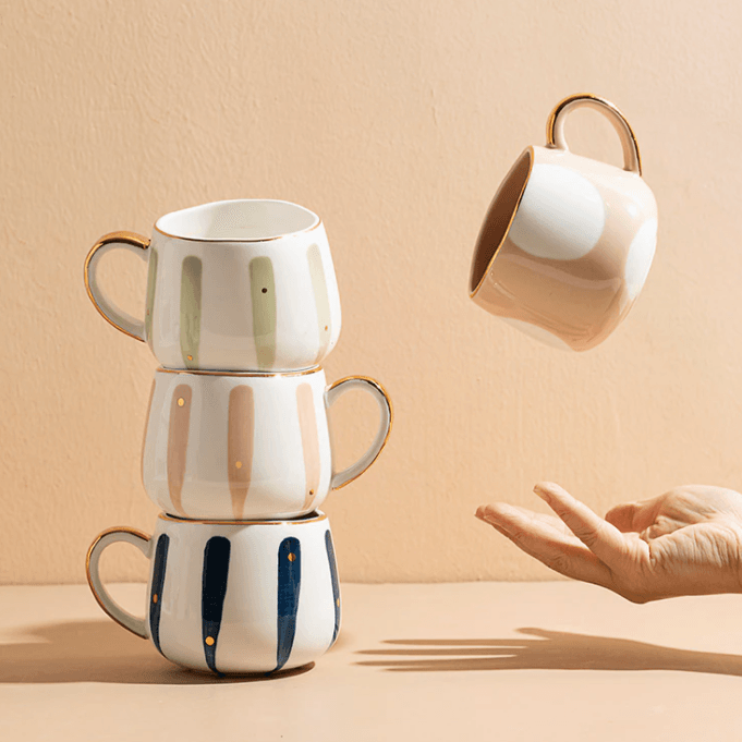 370ml Nordic Ceramic Mug - Feather & Twigs