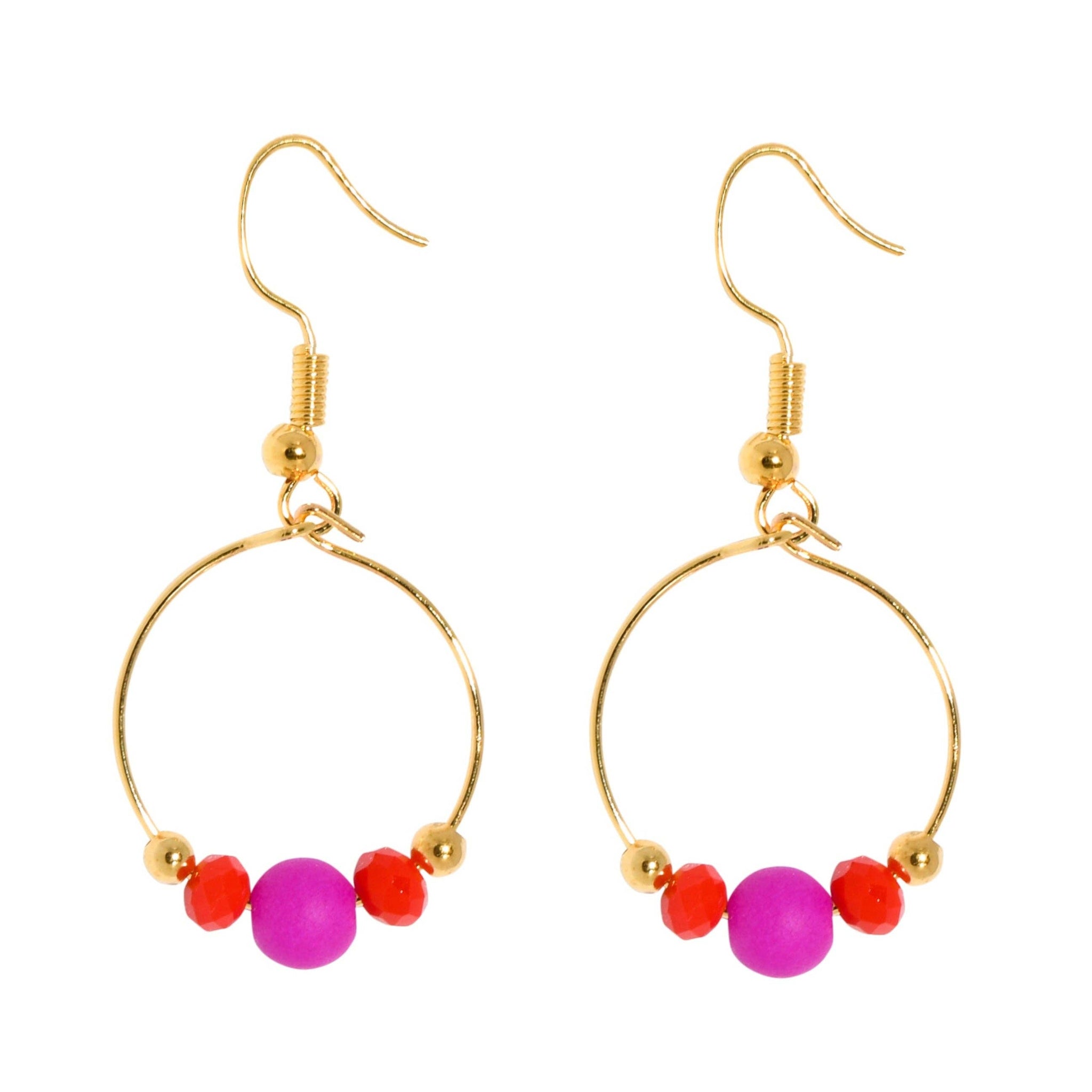 BOPPER EARRINGS - PURPLE/RED - Feather & Twigs